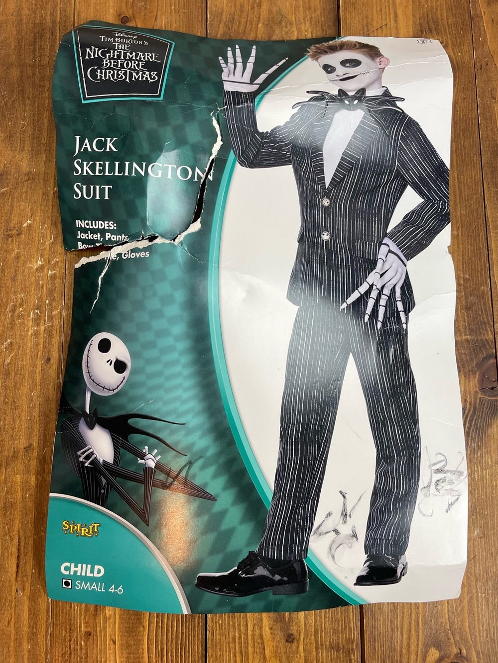 Spirit Halloween kids size small Jack Skellington costume